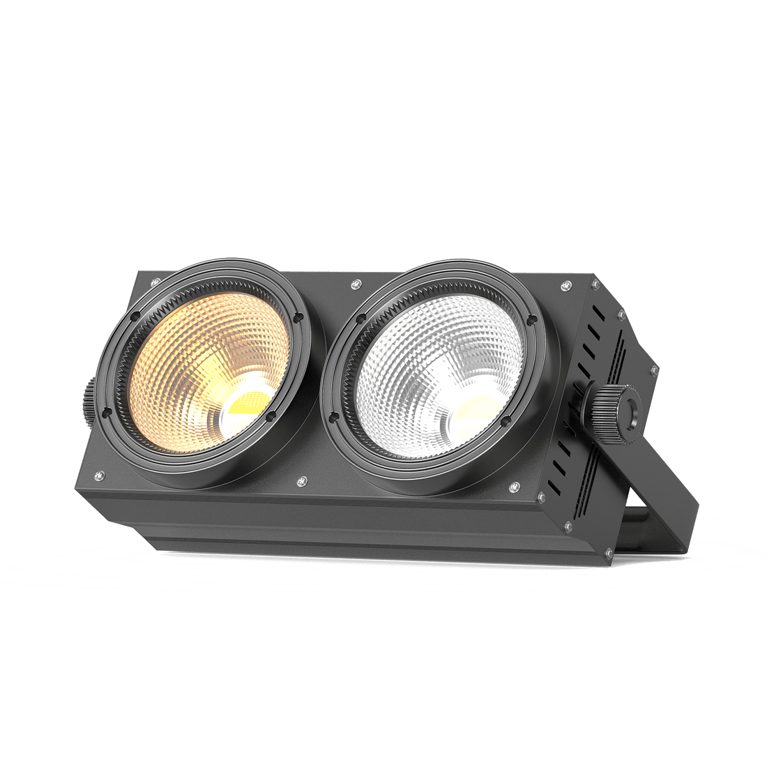 UKING ZQ01496 PAR light with dual warm and cold white LEDs, black aluminum body.