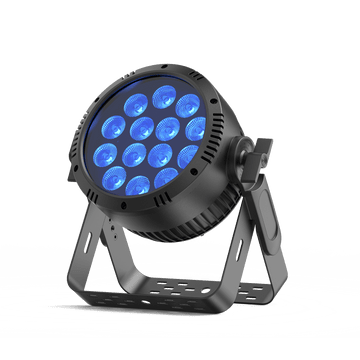 UKING ZQ01553 waterproof par light: black aluminum, 12 illuminated blue LEDs, adjustable bracket.