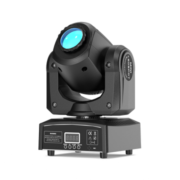 UKING ZQ02001 mini LED spot moving head light, black, blue beam.