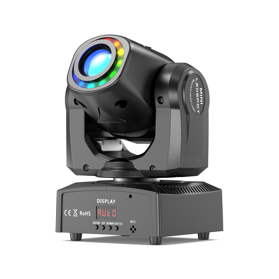 UKING ZQ02015 moving head light with colorful LED ring and AUTO display