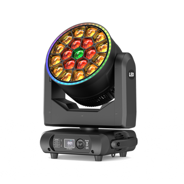 UKING ZQ02110 moving head stage light: 19x15W RGBW LEDs, DMX control, LCD display