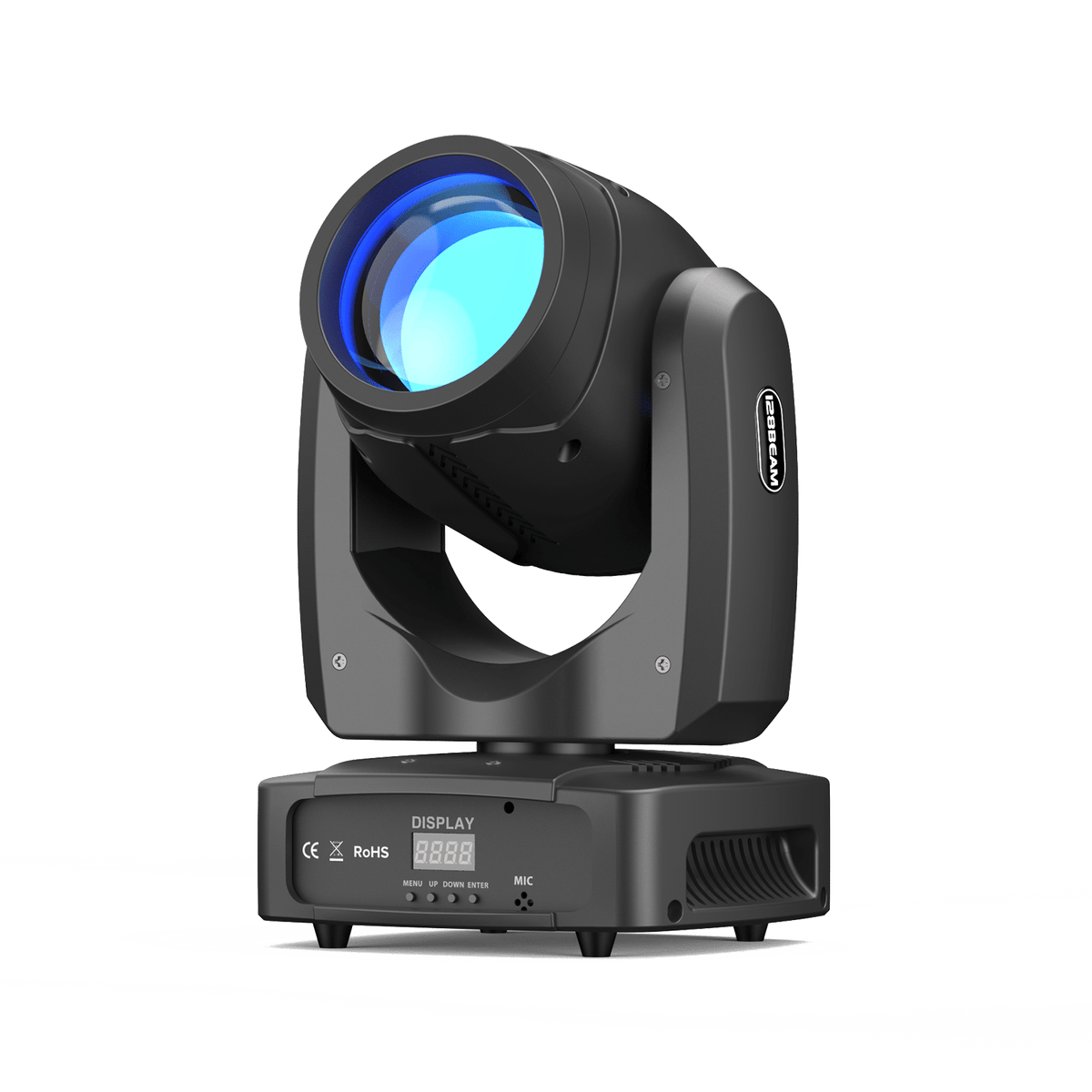 UKING ZQ02255 BEAM PRO moving head stage light with blue lens and control display base.