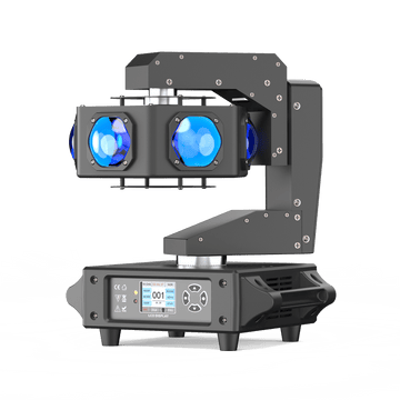 UKING ZQ02359 BEAM PRO moving head stage light with RGBW LEDs, infinite Z-axis, and LCD display.