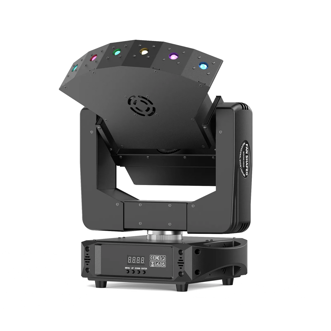 UKING ZQ02873 fan-shaped moving head light for professional shows with RGB LEDs