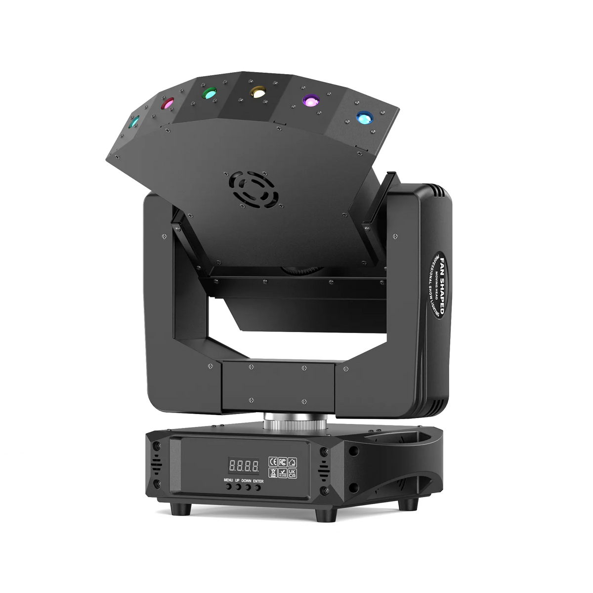 UKING ZQ02873 fan-shaped moving head light for professional shows with RGB LEDs
