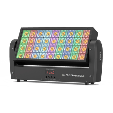 UKING ZQ06133 retro strobe beam light: black, 36 warm white, 648 RGB LEDs.