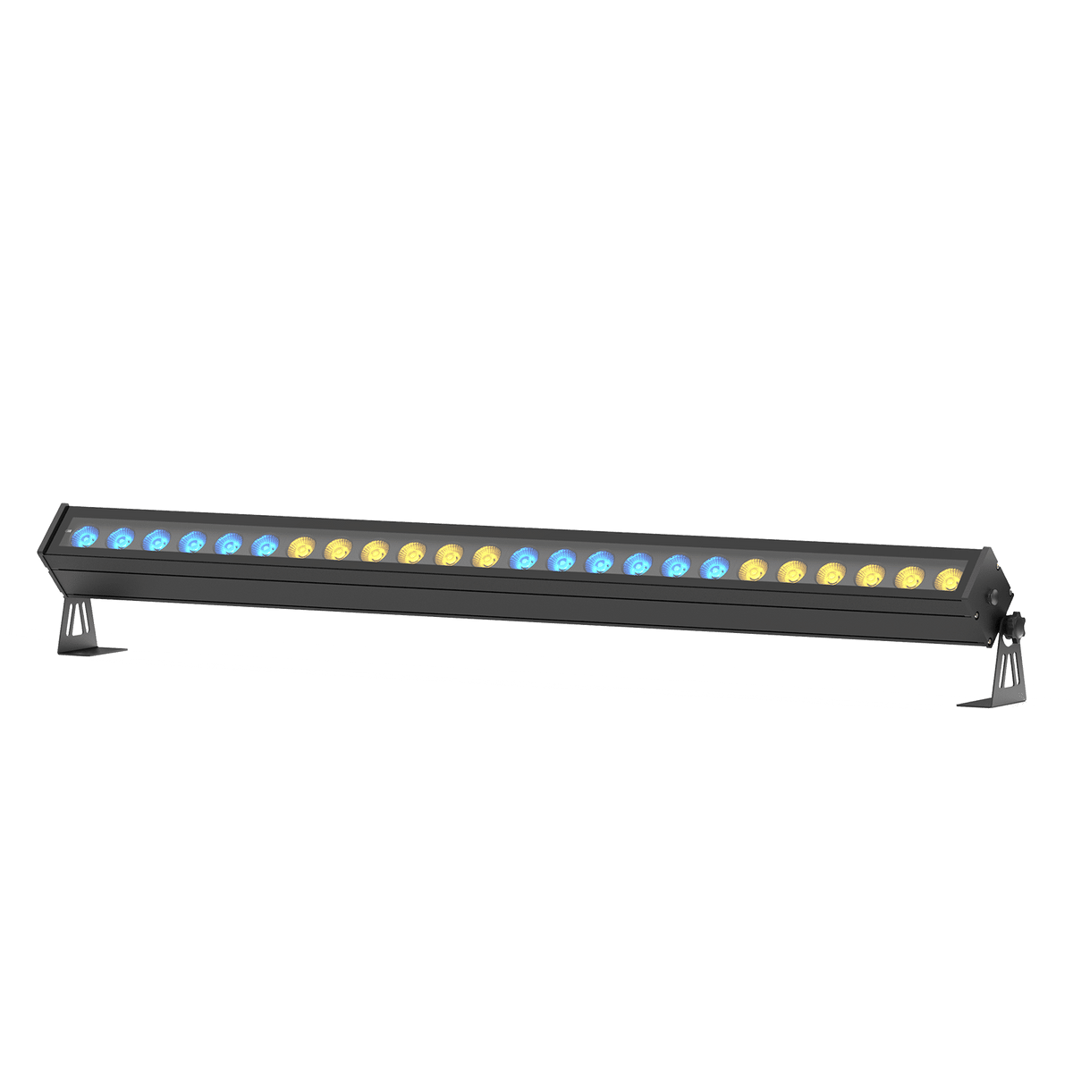 Black UKING ZQ06139 waterproof wash light with alternating blue and yellow LEDs on adjustable brackets.