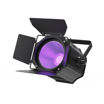 UKING ZQ09013 professional COB spotlight with adjustable barn doors, purple stage light.