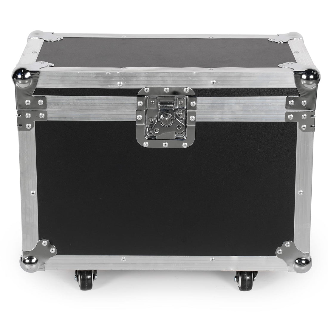 UKING ZQ02341 small flight case, durable black protective casing with silver accents and wheels.