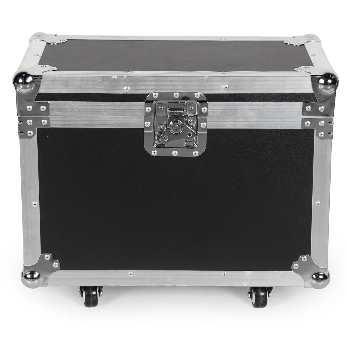 UKING ZQ02341 small flight case, durable black protective casing with silver accents and wheels.