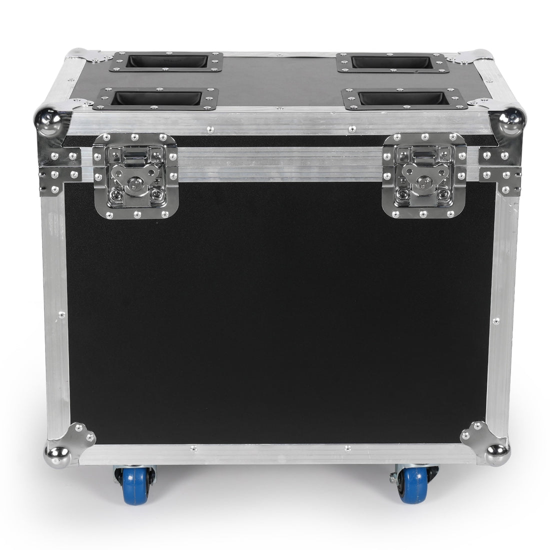 UKING ZQ02367 small black flight case, reinforced metal edges, latches, handles, wheels.