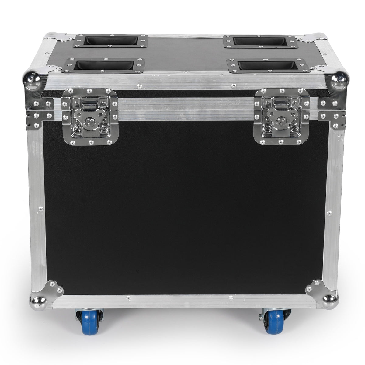 UKING ZQ02367 small black flight case, reinforced metal edges, latches, handles, wheels.