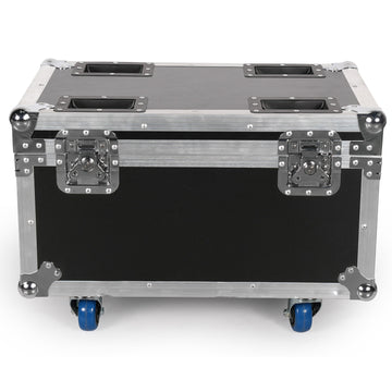 UKING ZQ01061 large flight case with silver hardware, handles, and blue wheels for stage equipment transport.
