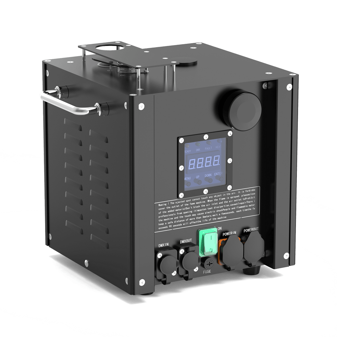 UKING ZQ16030 cold spark machine, black professional stage lighting with DMX and remote control.